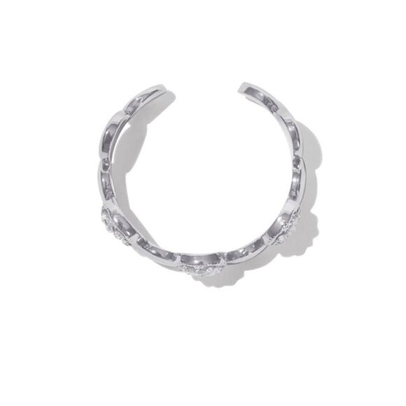 MARLYN SCHIFF Silver Disc Pave Adjustable Ring OS - Picture 3 of 6